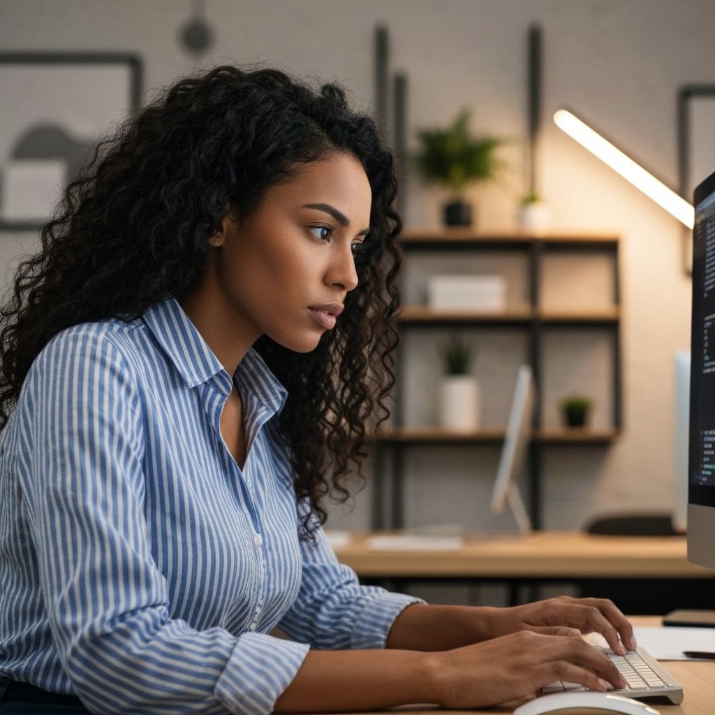 Young woman developer working on AI solutions